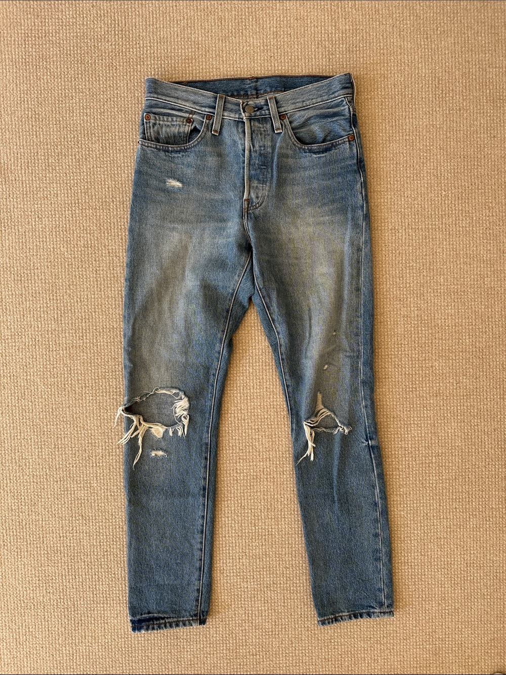 Levi's Distressed Blue Straight-Leg Women's Jeans
